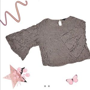 Charlotte Russe pin striped trumpet blouse